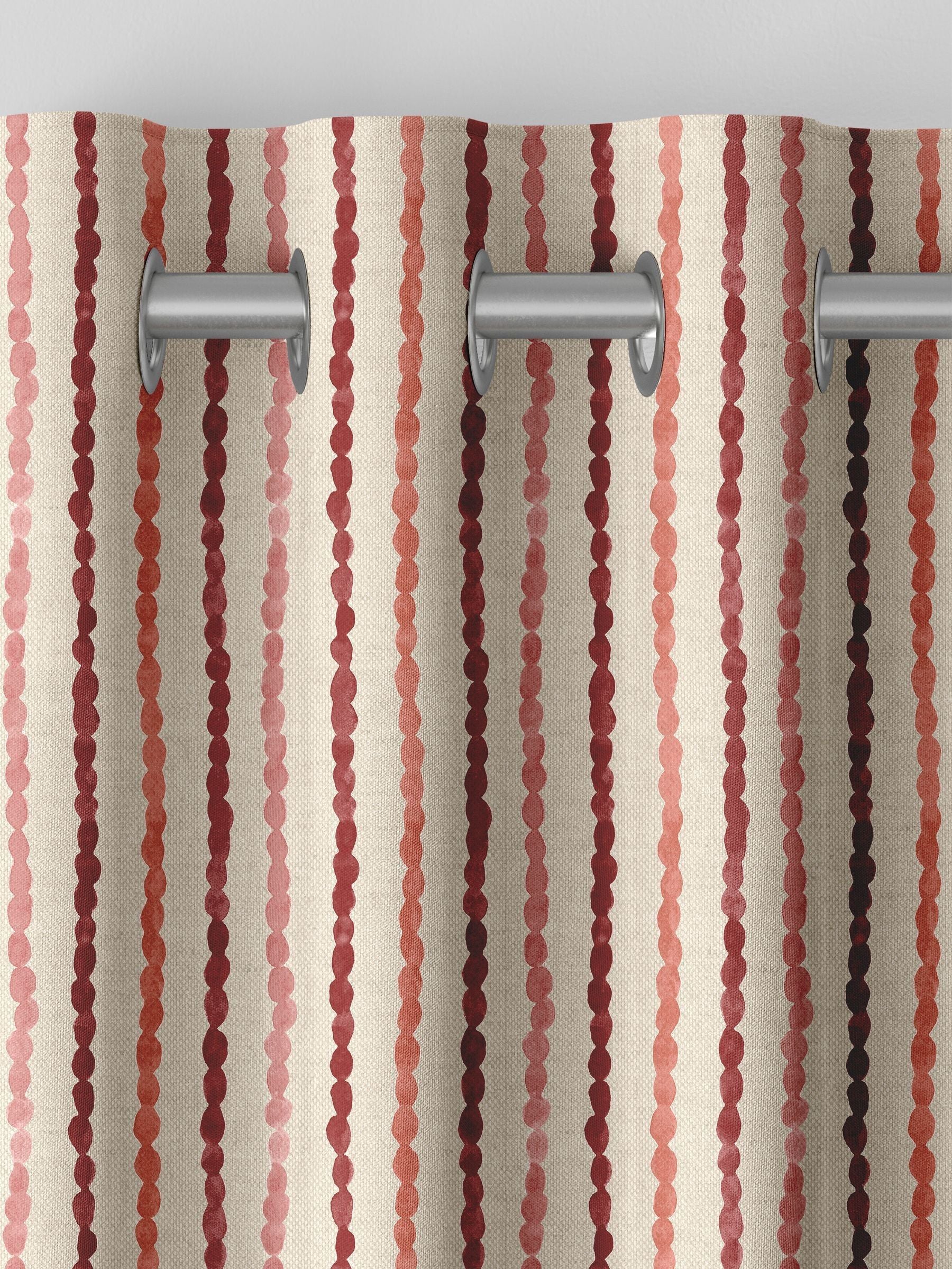 Emily Bond red Moroccan stripe made to measure curtains, imported from the UK