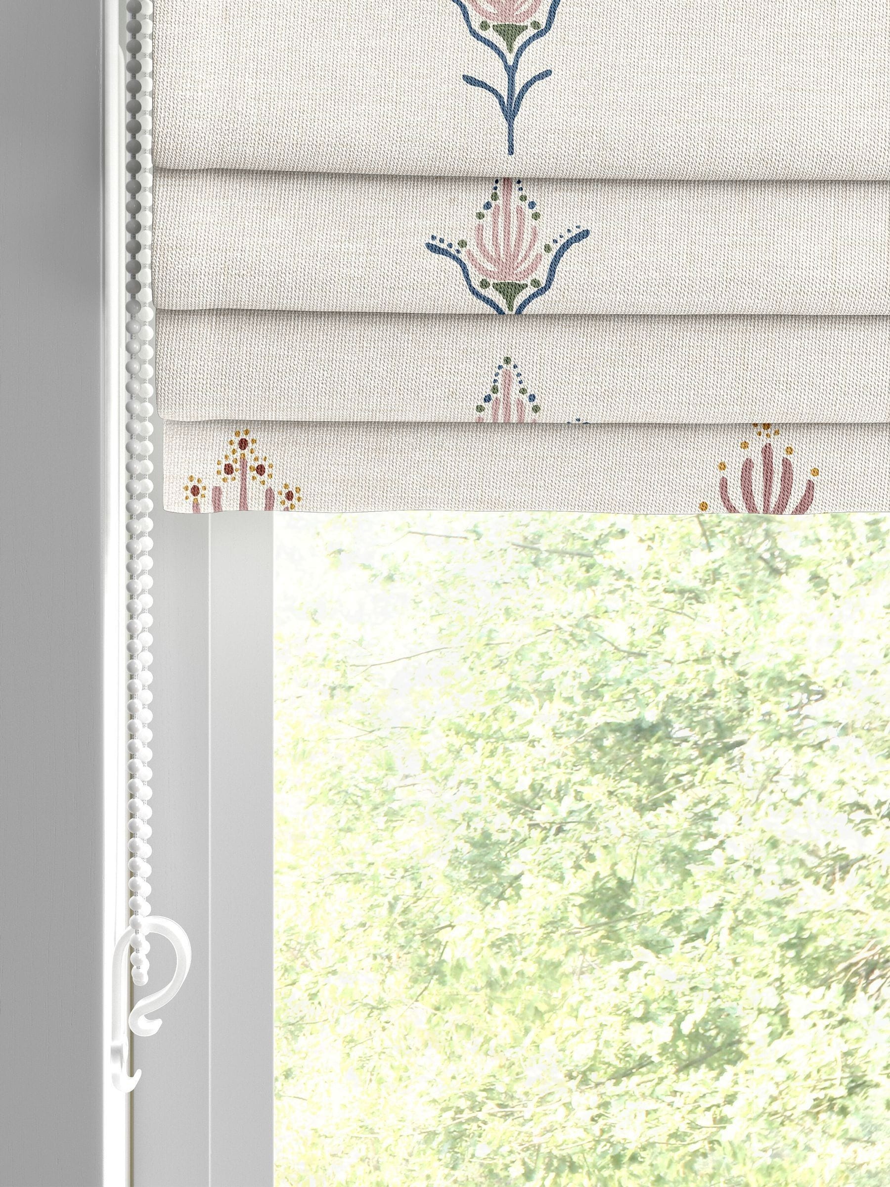 Emily Bond Multi Medina roman blind natural floral print - British product