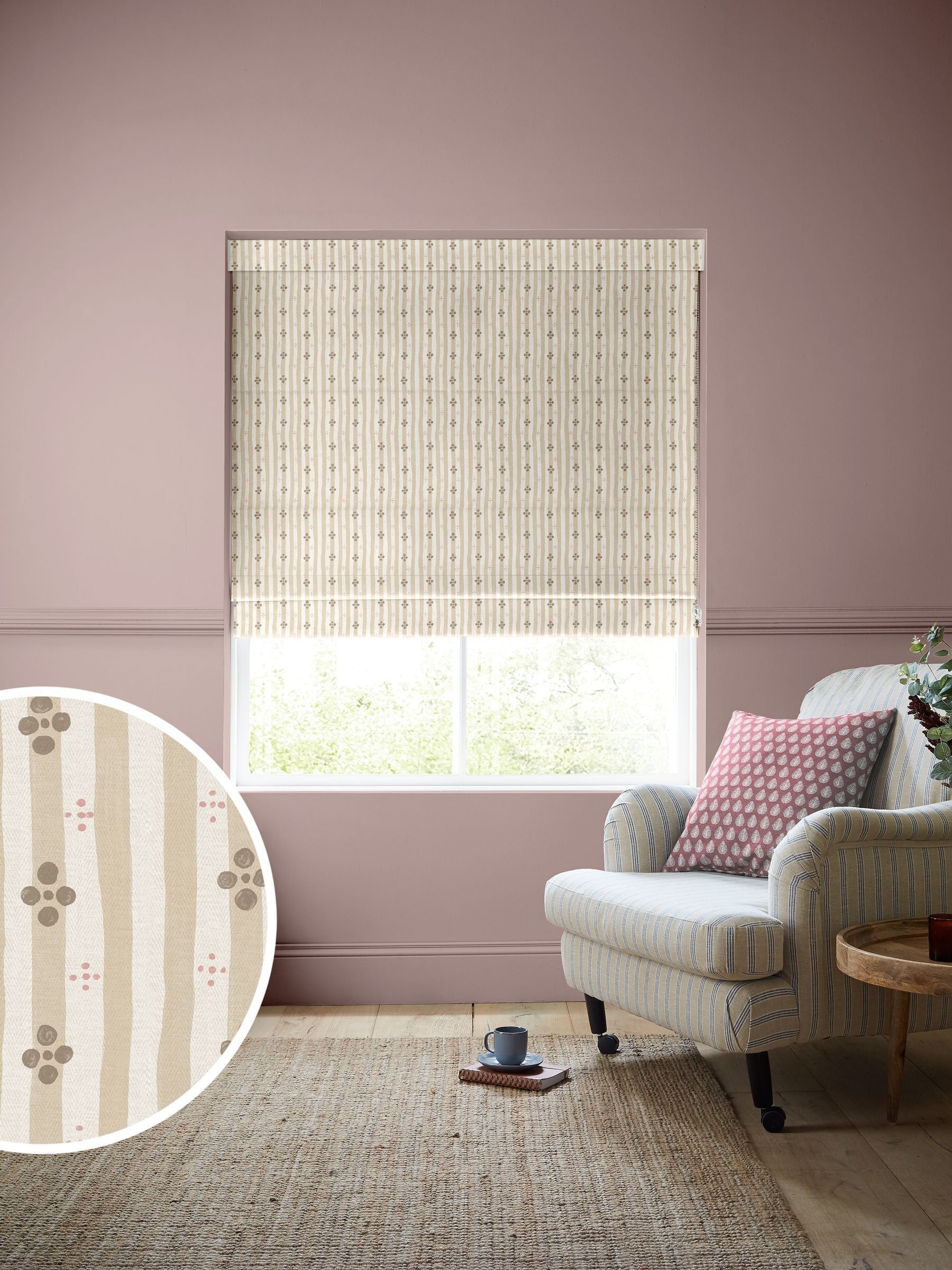 Emily Bond Natural Clara roman blinds, UK version