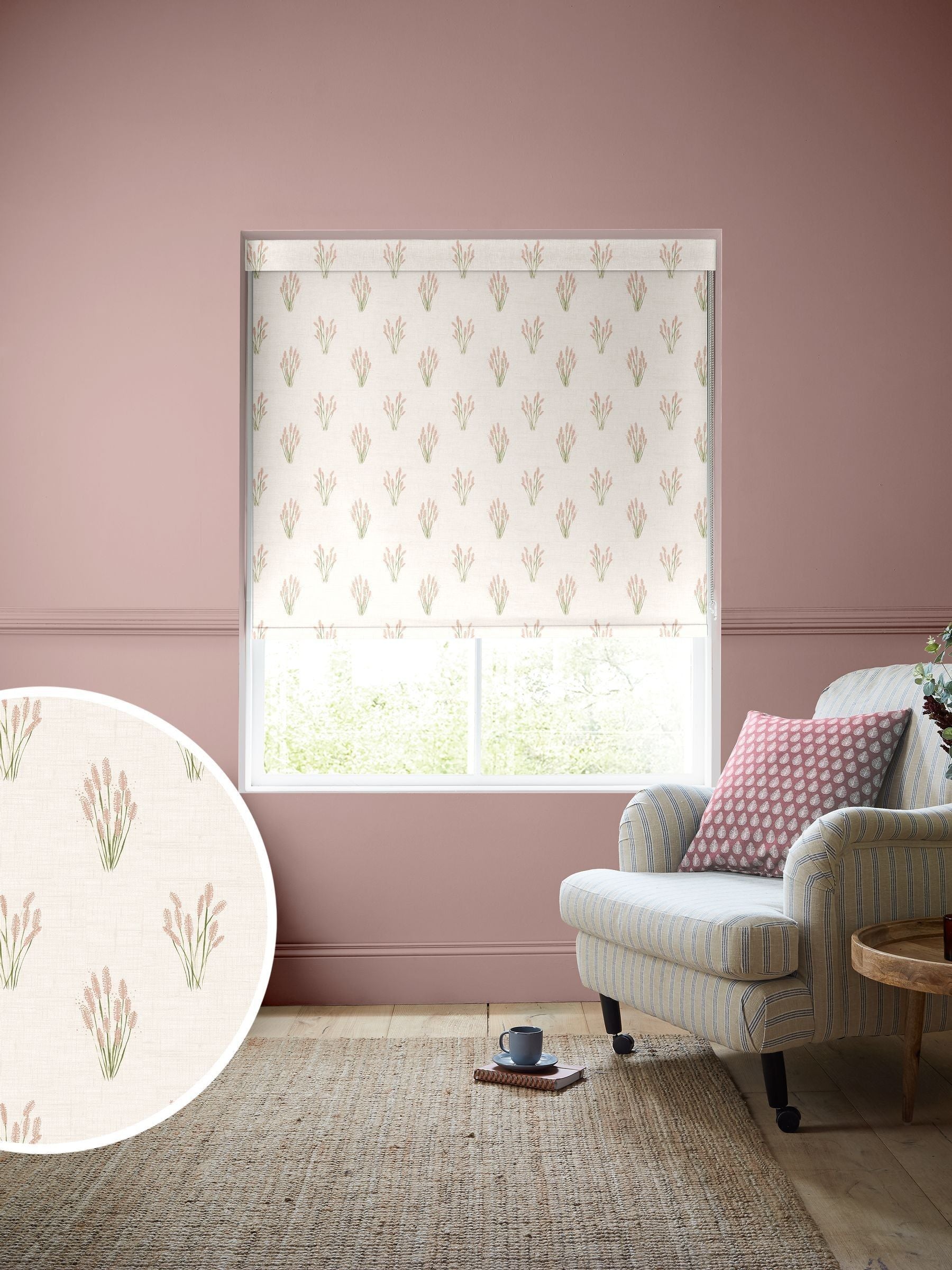 Emily Bond Rose Hetty roller blinds pink, UK version