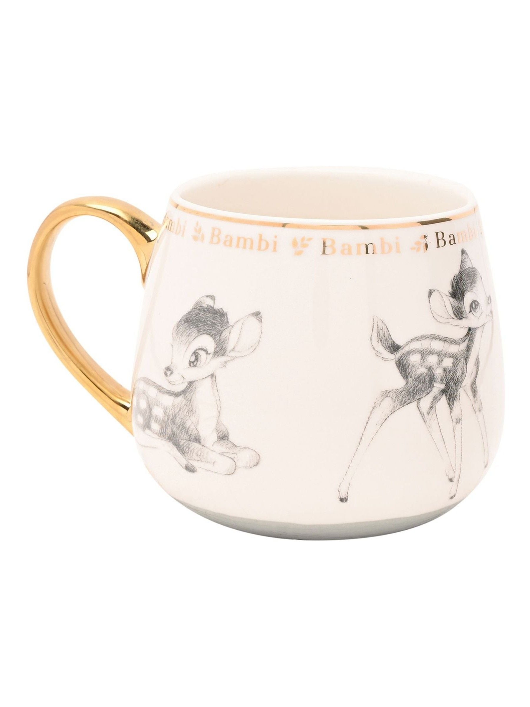 Disney Bambi mug ceramic white with gold handle (British brand)