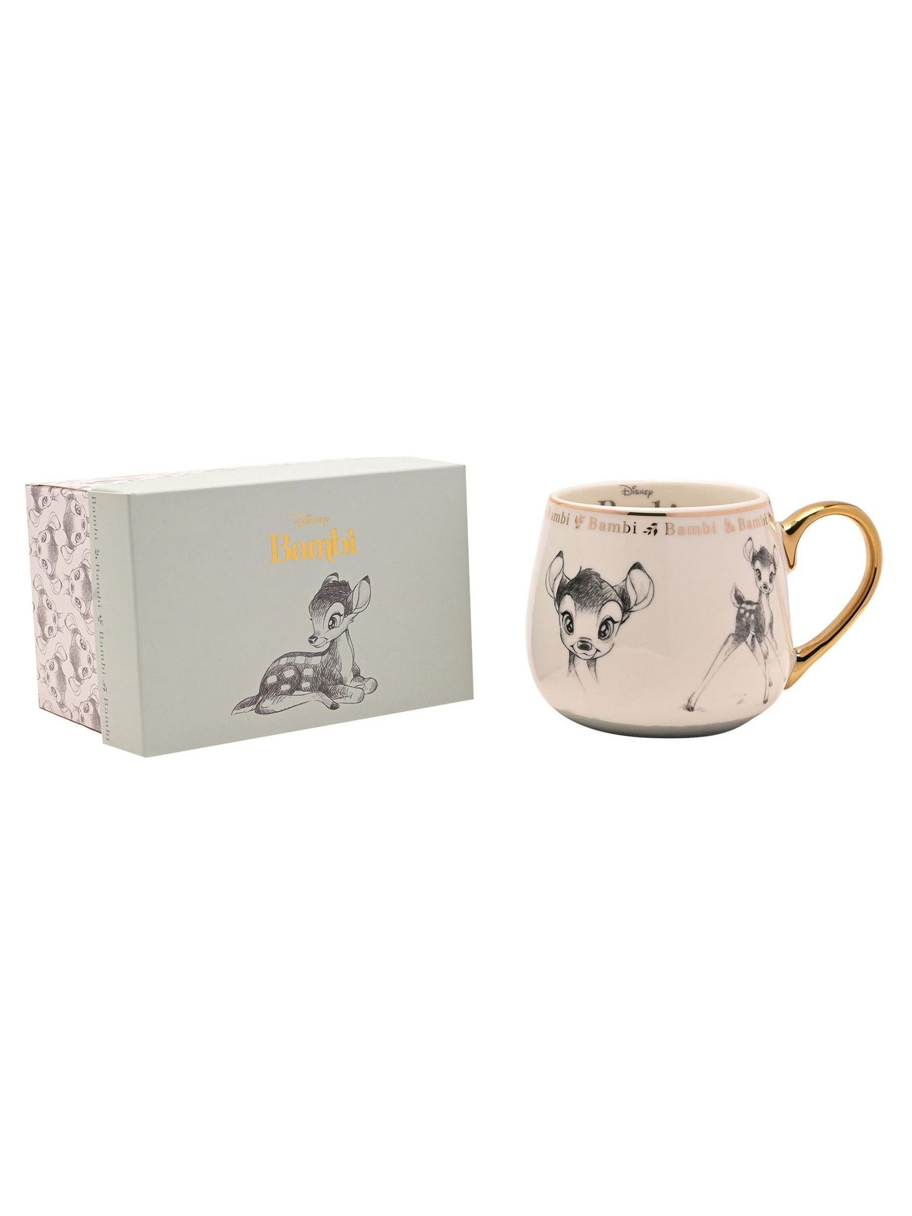 Disney Bambi mug ceramic white with gold handle (British brand)