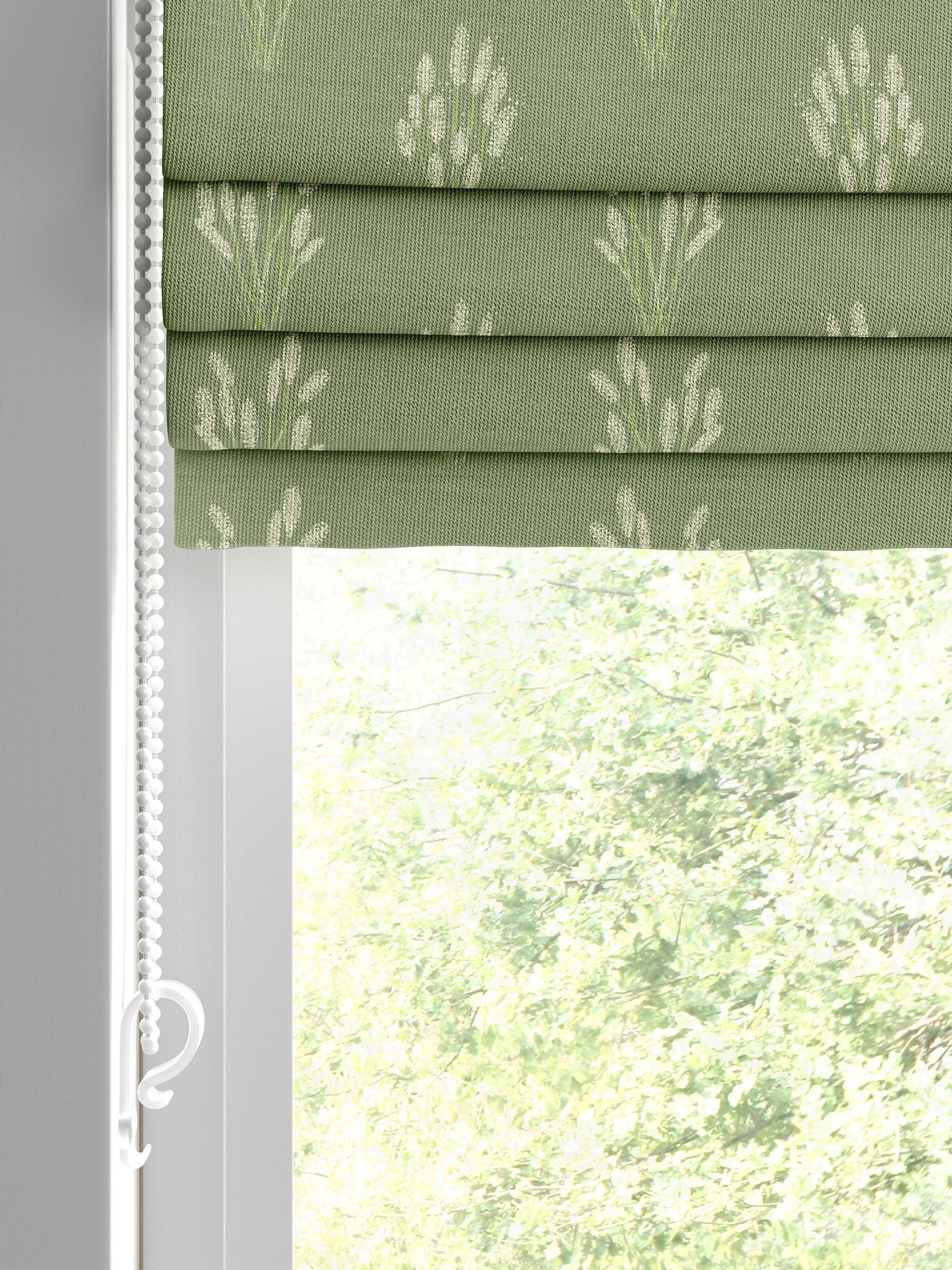 Emily Bond Hetty roman blind green grass design, UK version