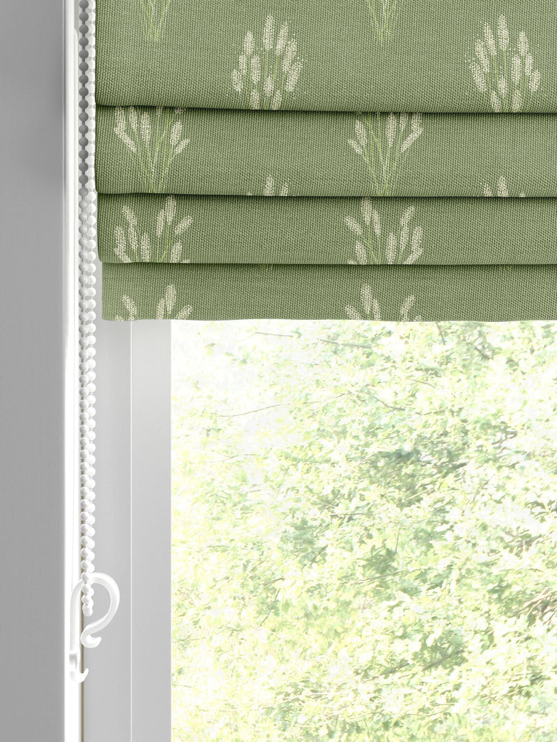 Emily Bond Hetty roman blind green grass design, UK version