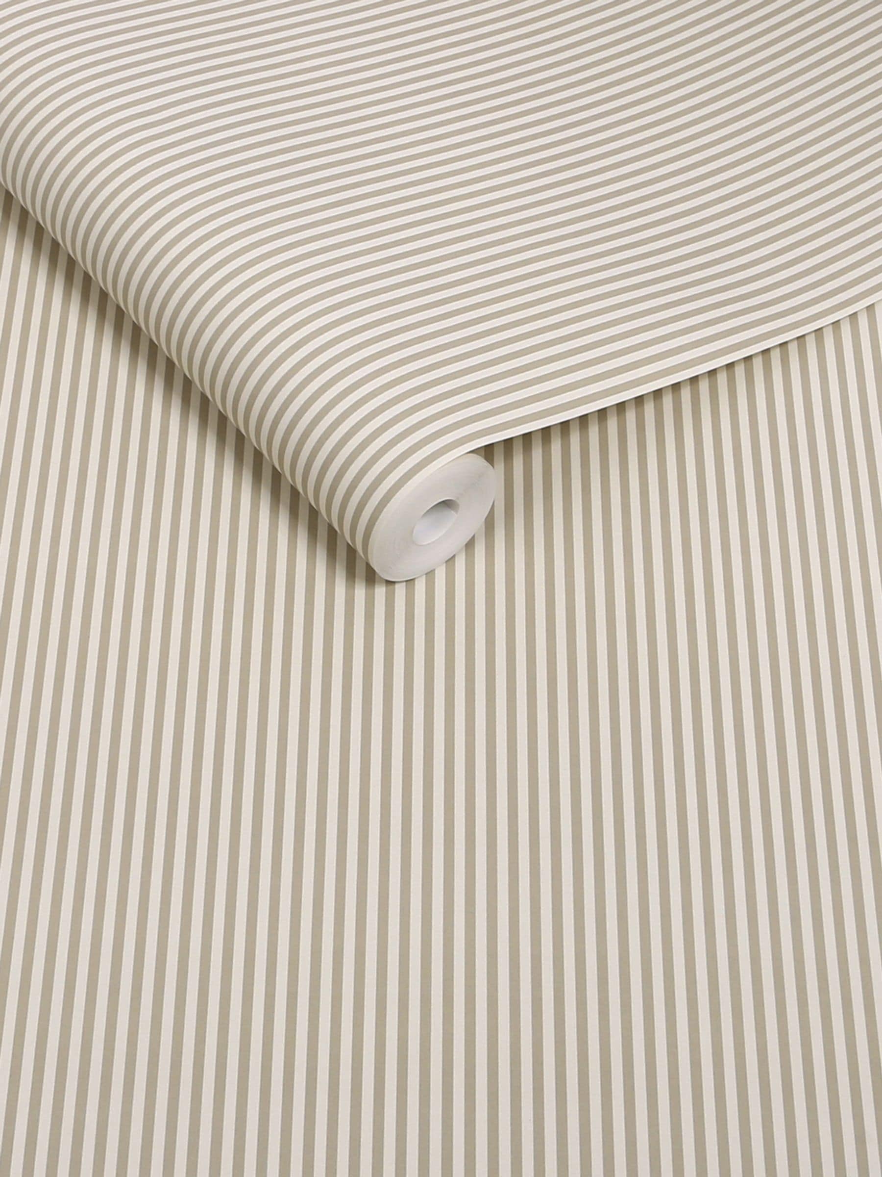 Brown ticking stripe wallpaper sample A4, UK version