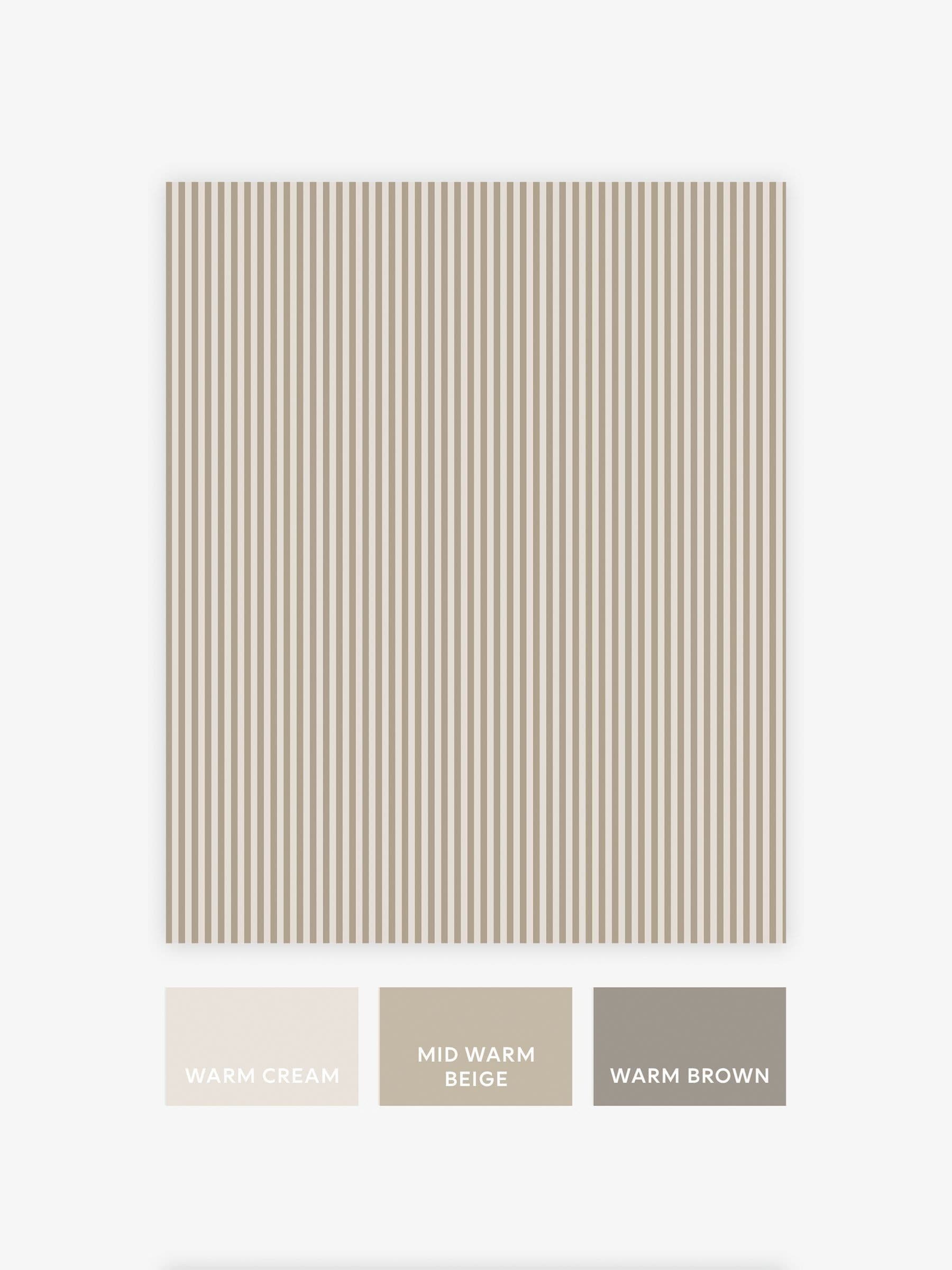 Brown ticking stripe wallpaper sample A4, UK version
