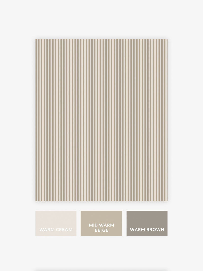 Brown ticking stripe wallpaper sample A4, UK version