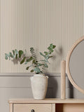Brown ticking stripe wallpaper sample A4, UK version