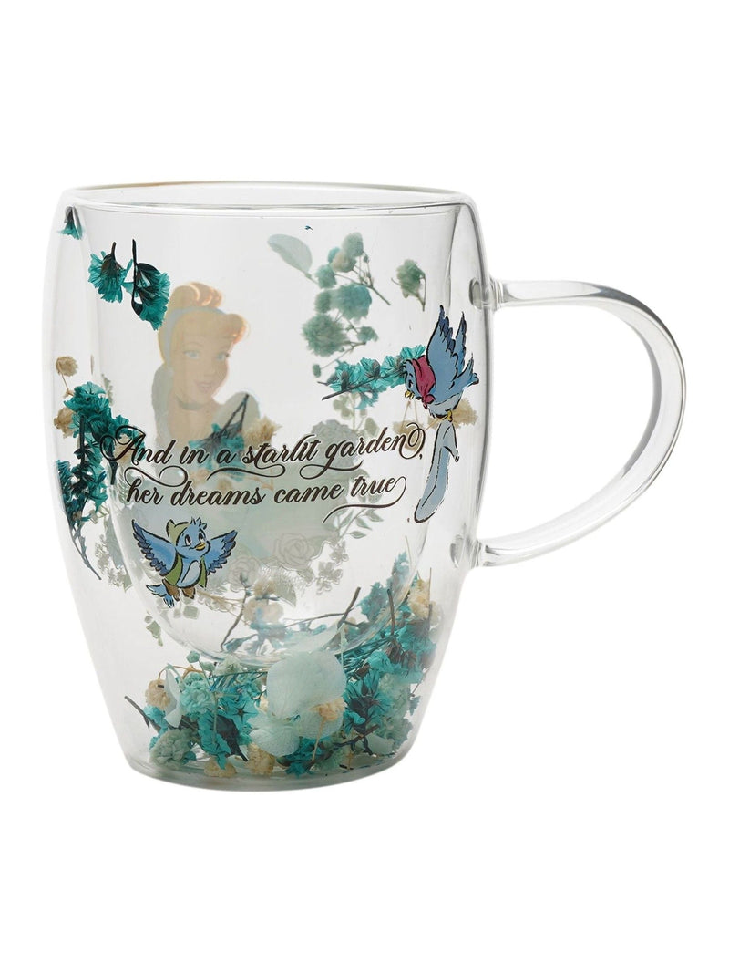 Disney Cinderella glass mug with floral design, imported from the UK