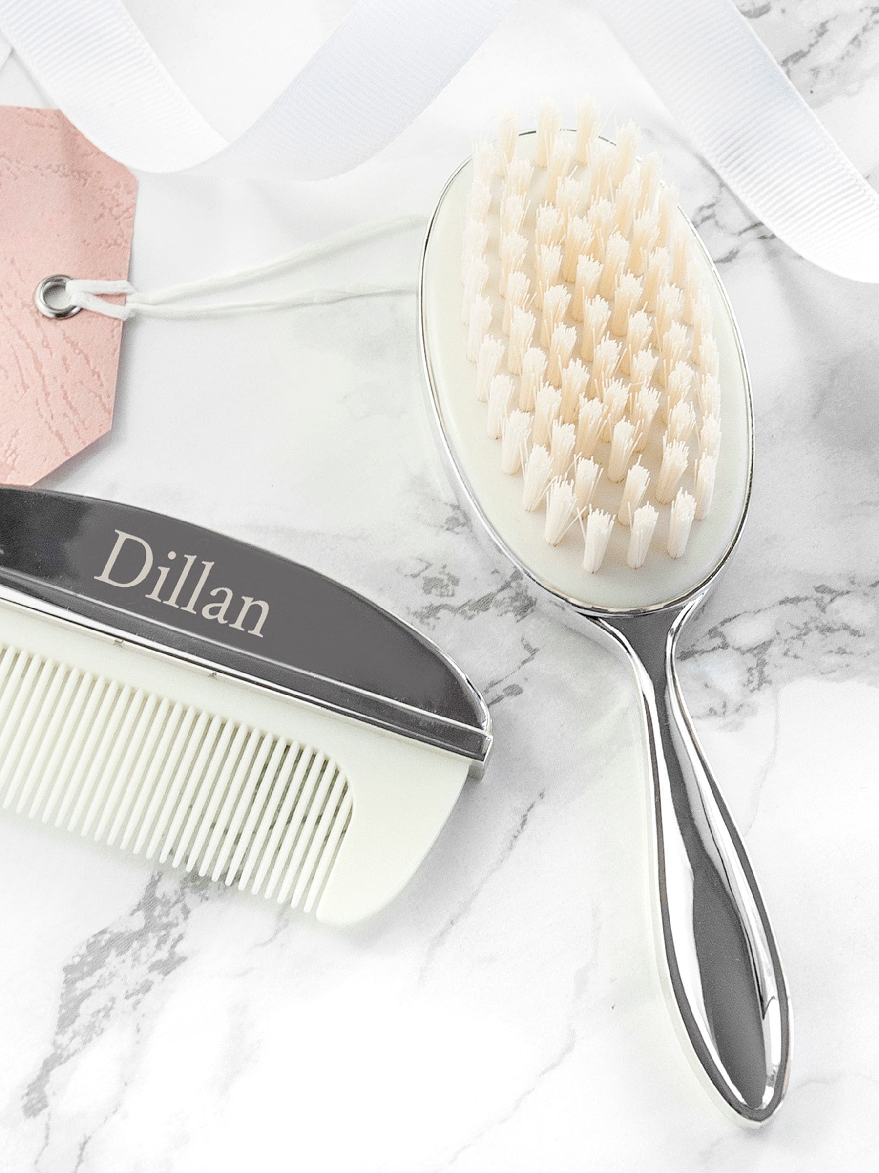 Treat Republic personalised silver plated baby brush and comb set - British product