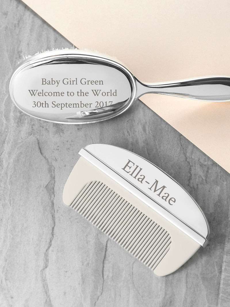 Treat Republic personalised silver plated baby brush and comb set - British product