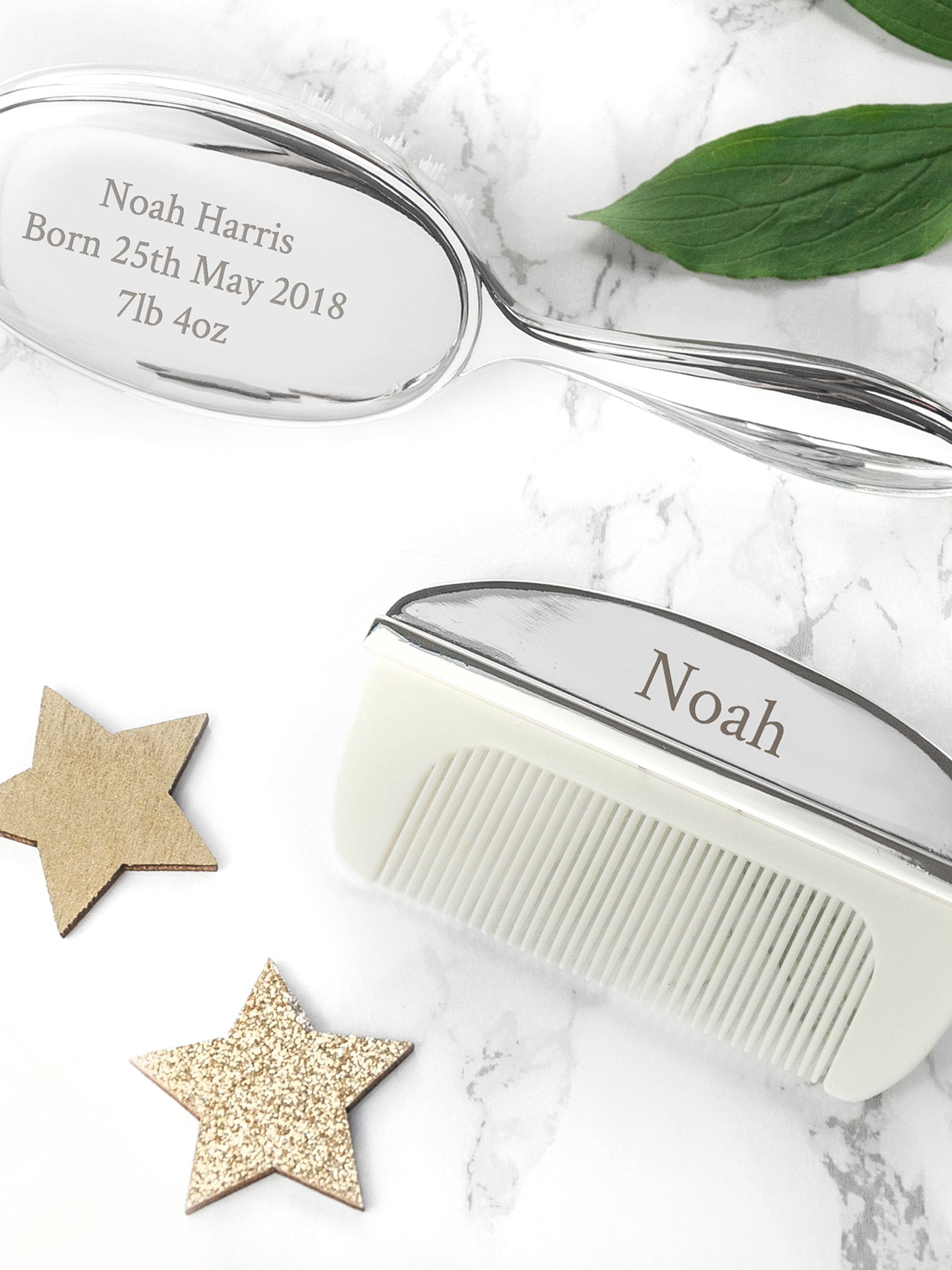 Treat Republic personalised silver plated baby brush and comb set - British product