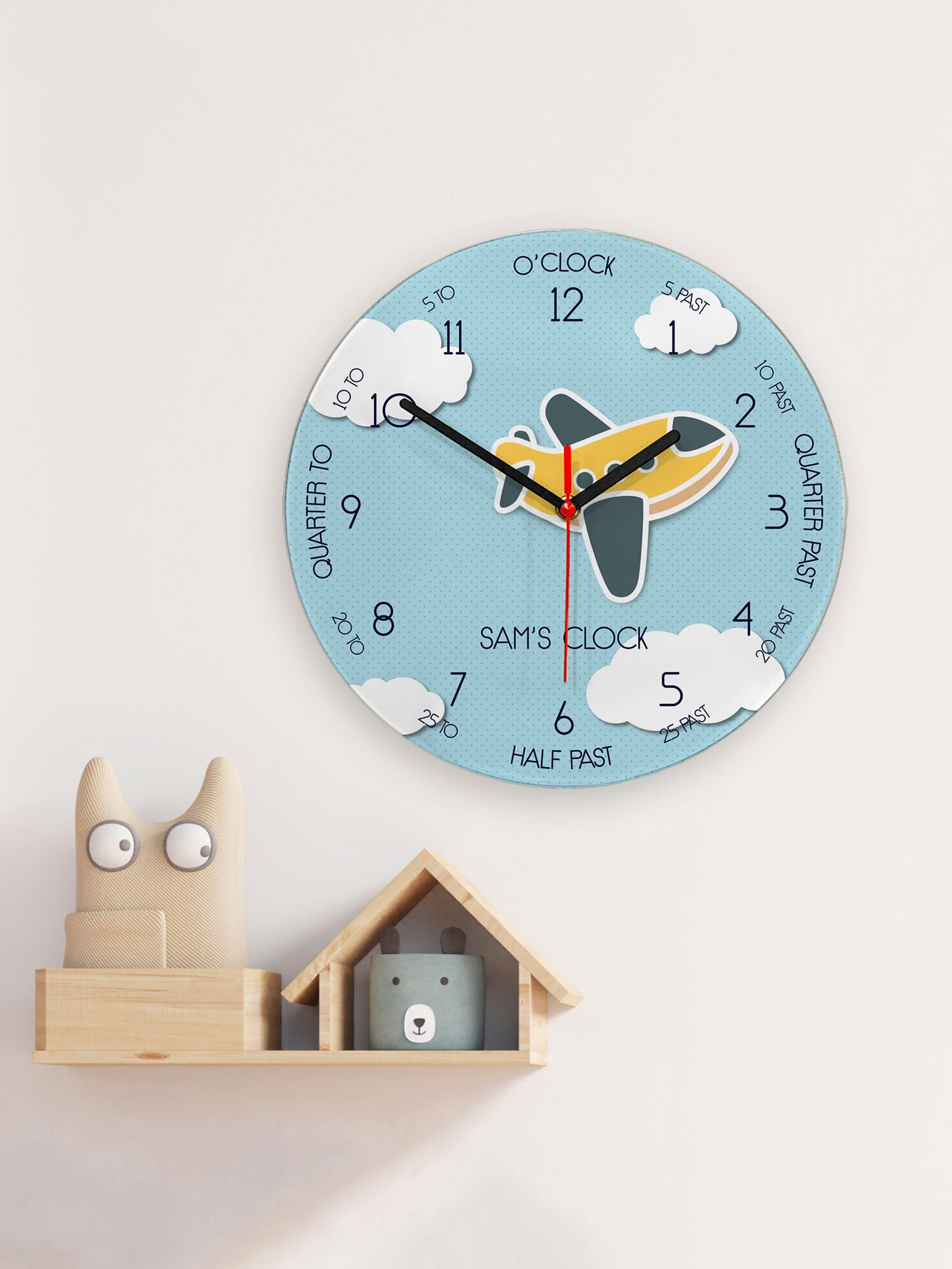 Treat Republic personalised aeroplane glass clock, UK version
