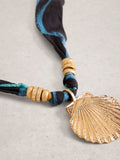 White Stuff blue shell pendant scarf necklace (British brand)