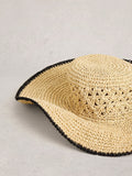 White Stuff natural wide brim crochet hat, UK version