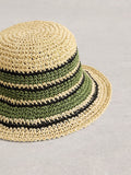 White Stuff bucket hat dark green crochet, UK version