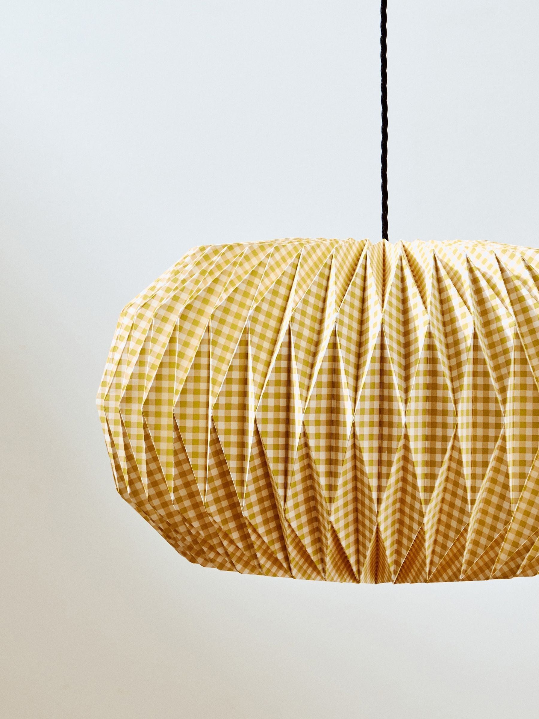 Oliver Bonas yellow gingham paper lamp shade 26cm high - British product