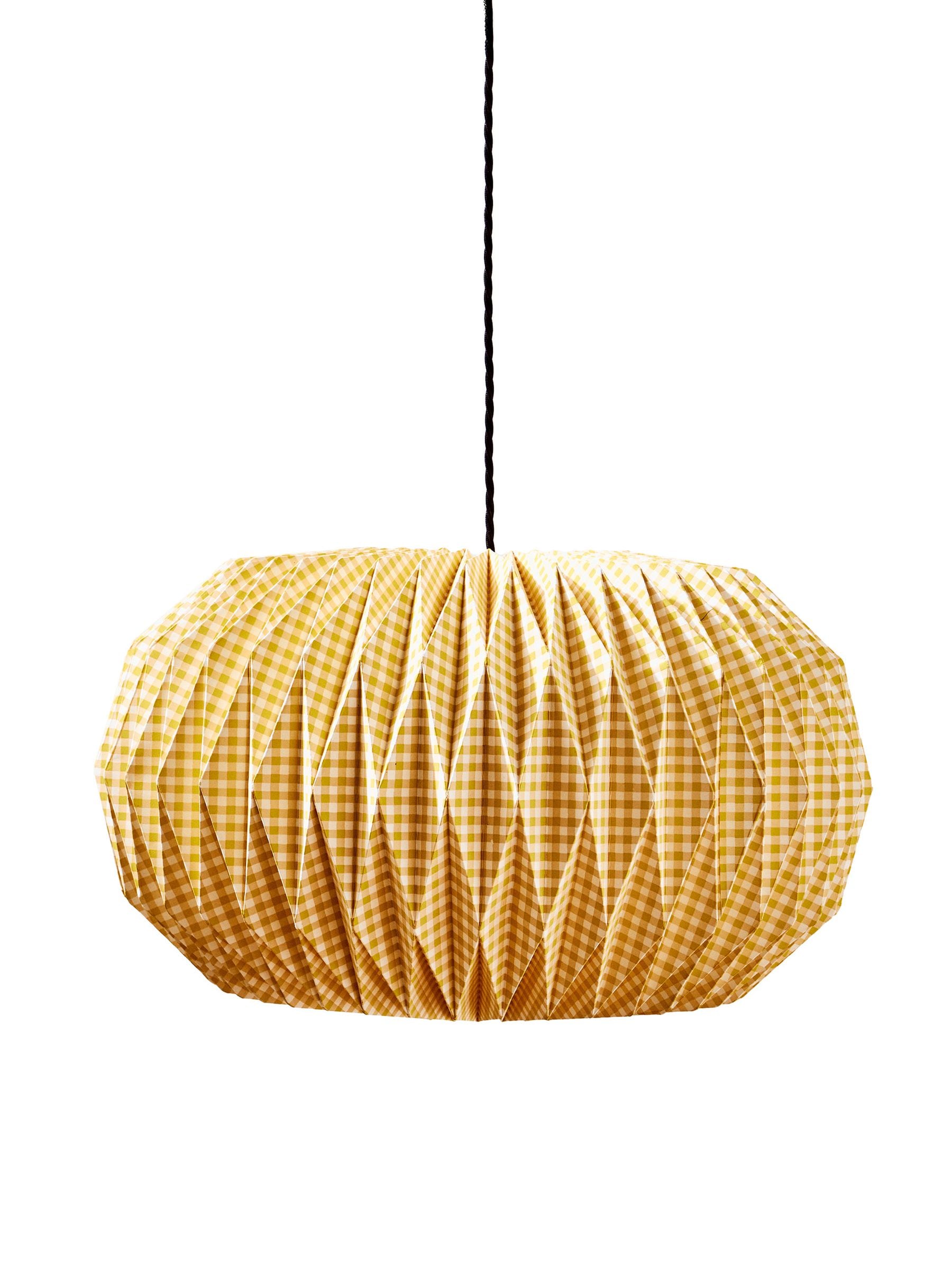 Oliver Bonas yellow gingham paper lamp shade 26cm high - British product