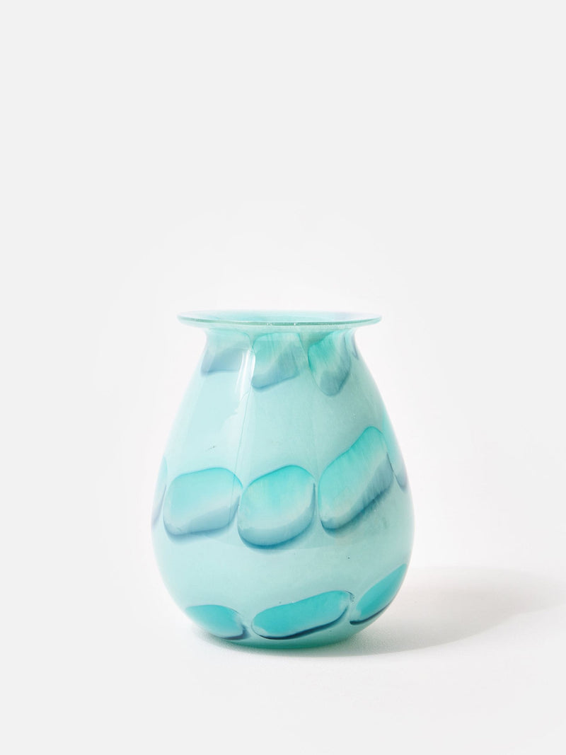 Oliver Bonas Blue Palo Blue glass vase 18cm hand-finished, UK version