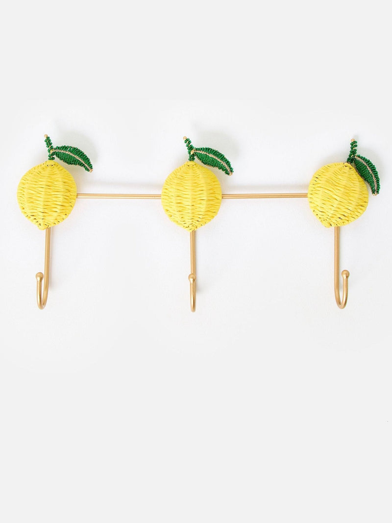 Oliver Bonas lemon raffia wall storage hooks (British brand)