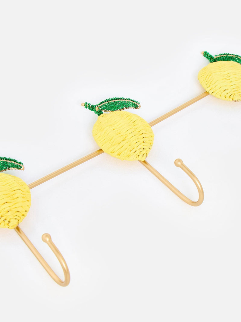 Oliver Bonas lemon raffia wall storage hooks (British brand)