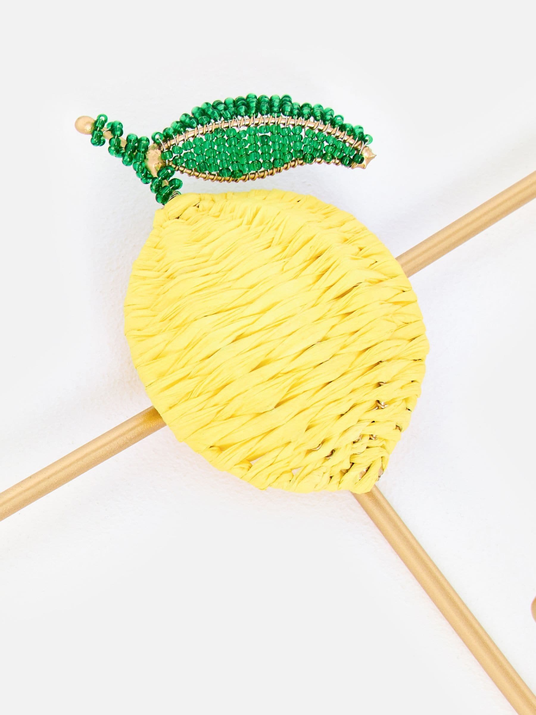 Oliver Bonas lemon raffia wall storage hooks (British brand)