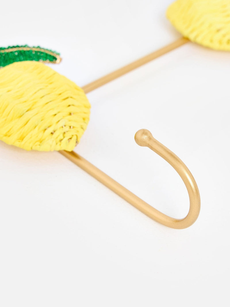 Oliver Bonas lemon raffia wall storage hooks (British brand)