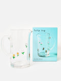 Oliver Bonas clear glass jug with tulip motifs (British brand)