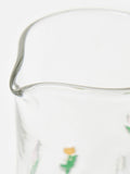Oliver Bonas clear glass jug with tulip motifs (British brand)