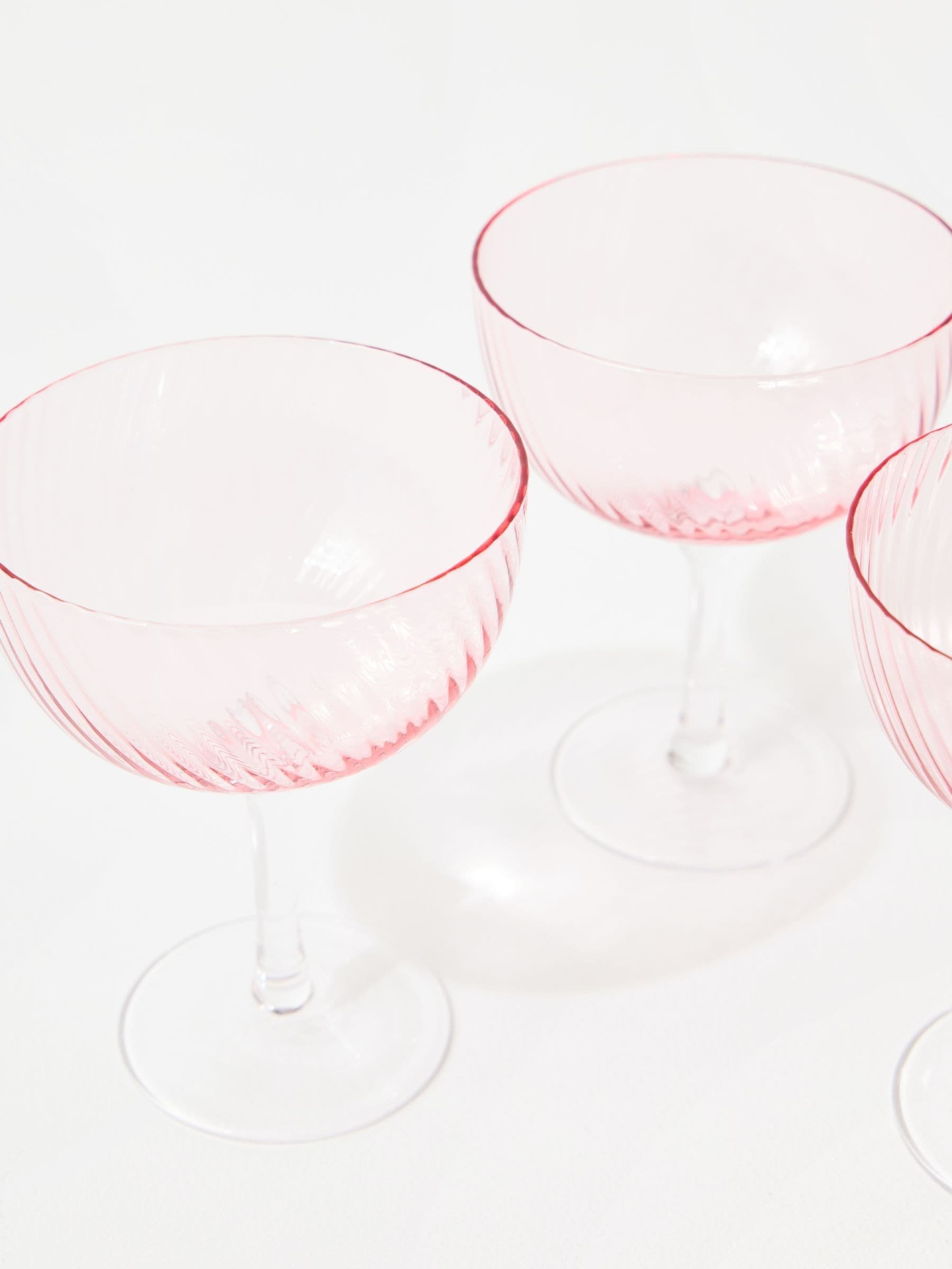 Oliver Bonas pink champagne saucer set of 4, imported from the UK