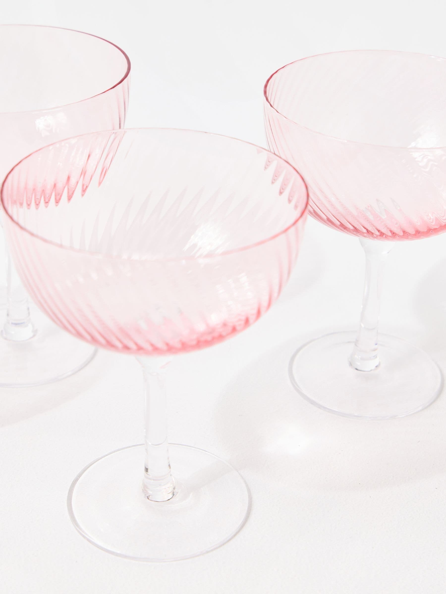 Oliver Bonas pink champagne saucer set of 4, imported from the UK