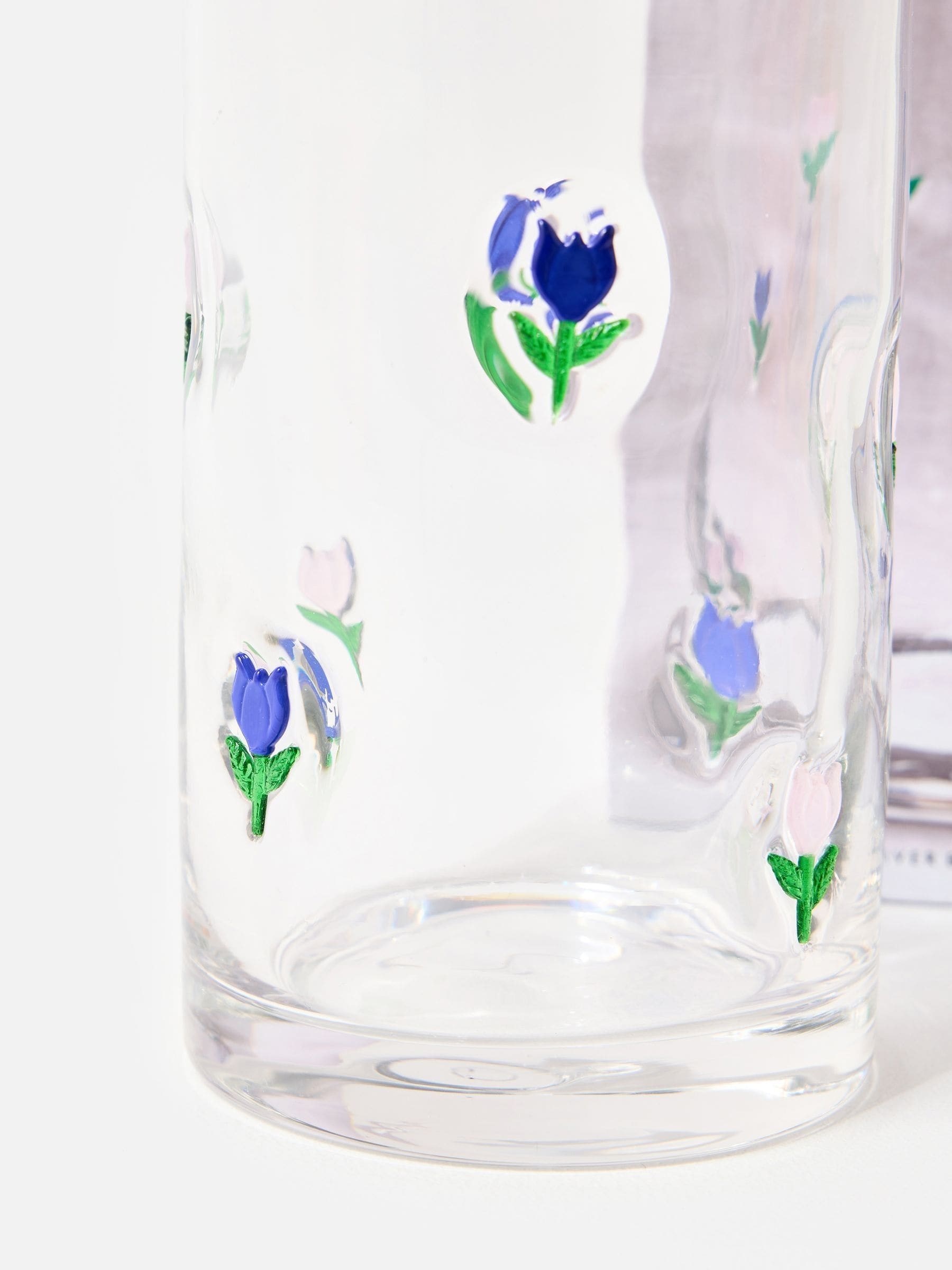 Oliver Bonas clear glass tulip vase 20cm, UK version