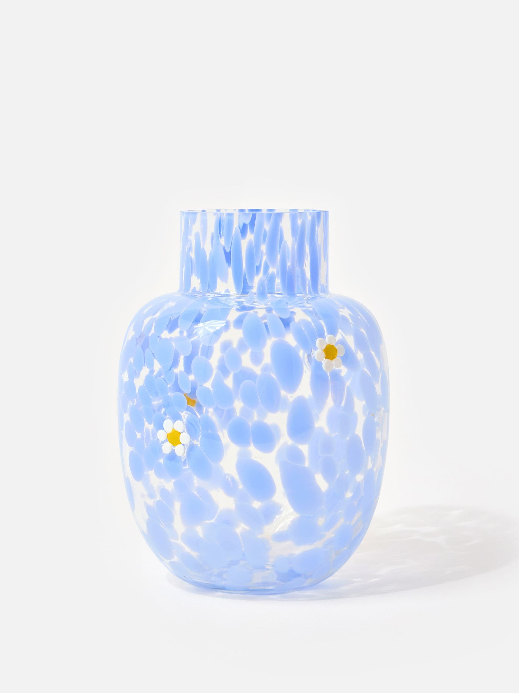 Oliver Bonas blue daisy blue spot vase 26cm (British brand)