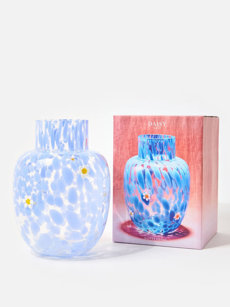 Oliver Bonas blue daisy blue spot vase 26cm (British brand)