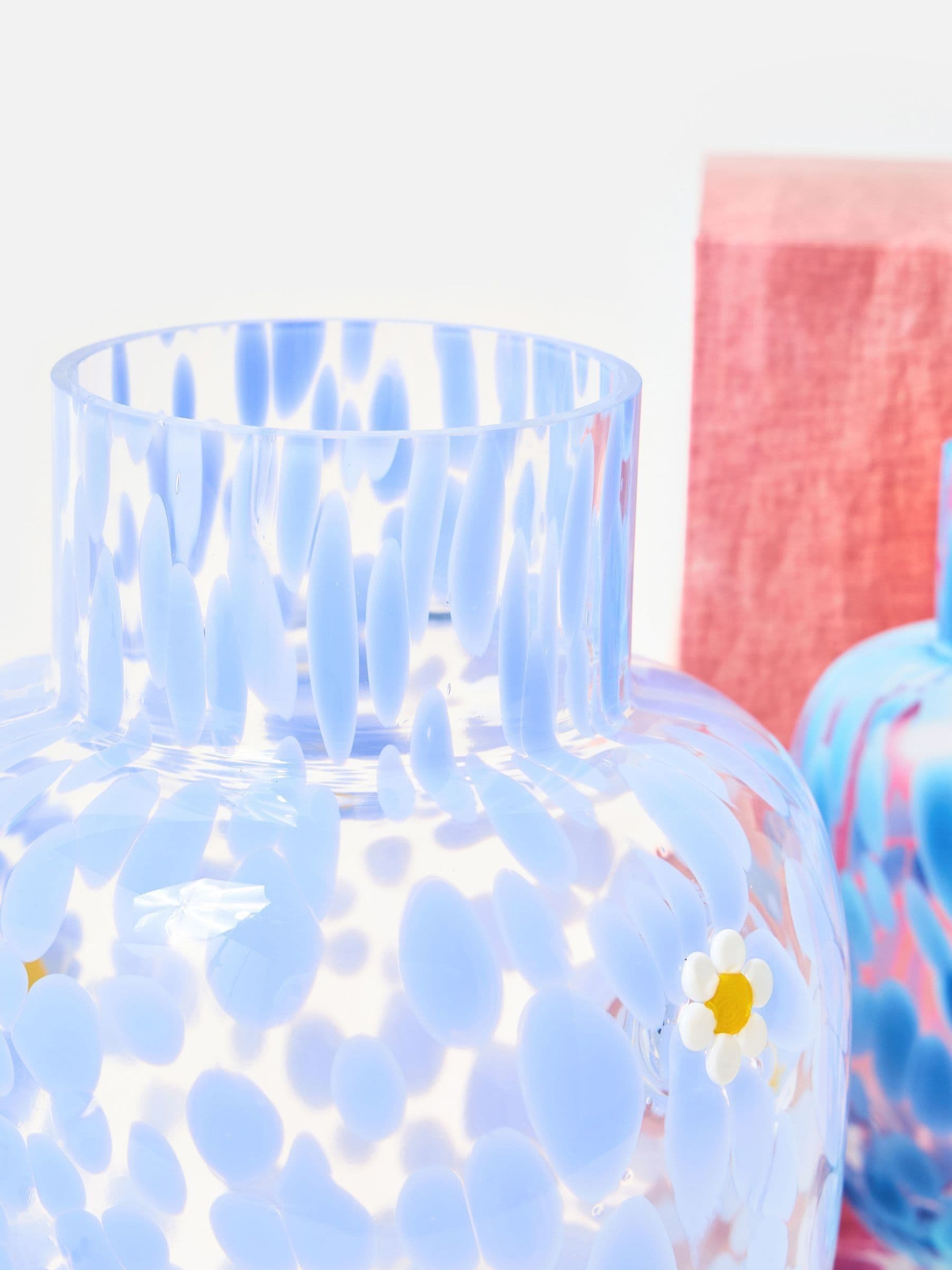 Oliver Bonas blue daisy blue spot vase 26cm (British brand)