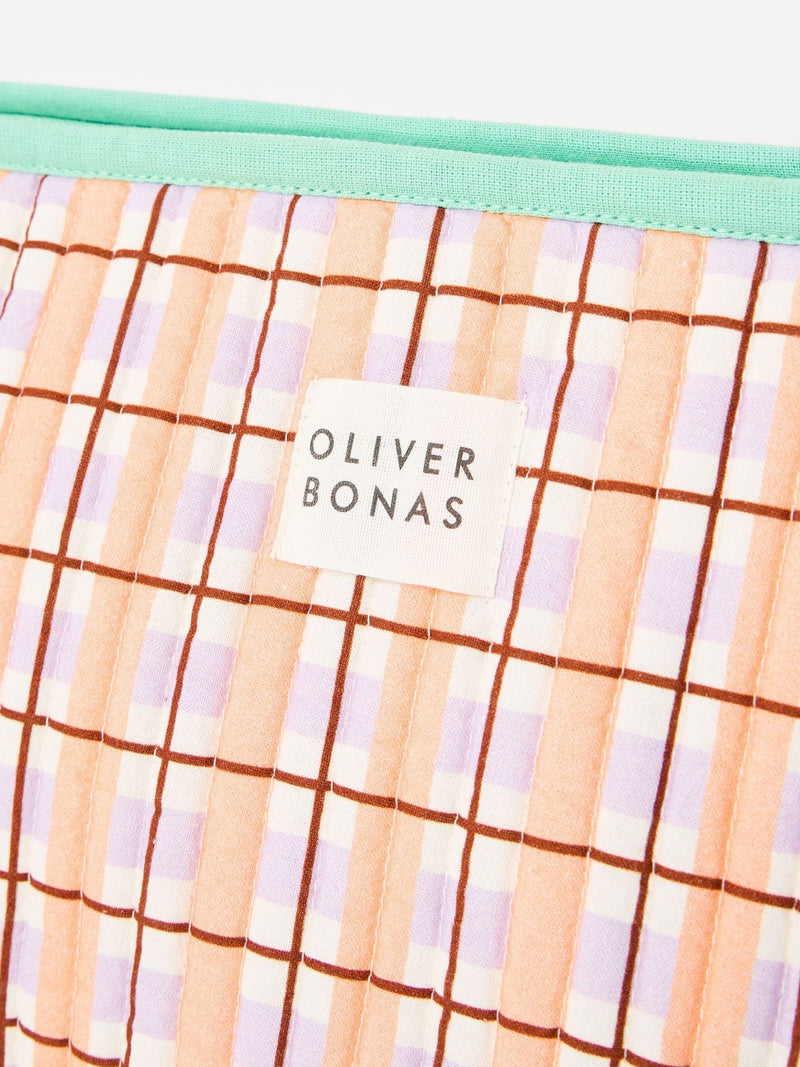 Oliver Bonas pink green check wash bag (British brand)