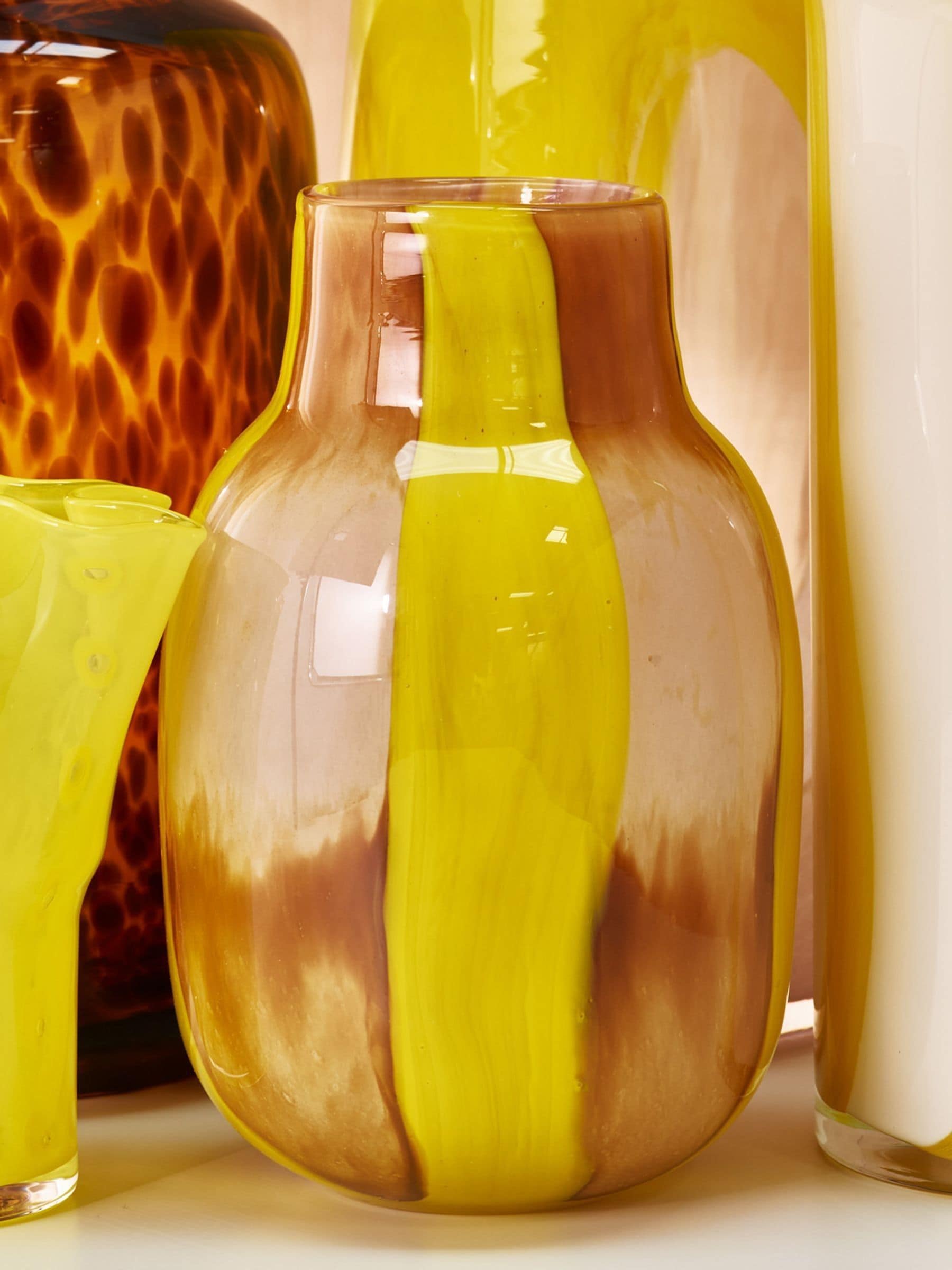 Oliver Bonas Yellow Llenya glass vase 21cm - British product