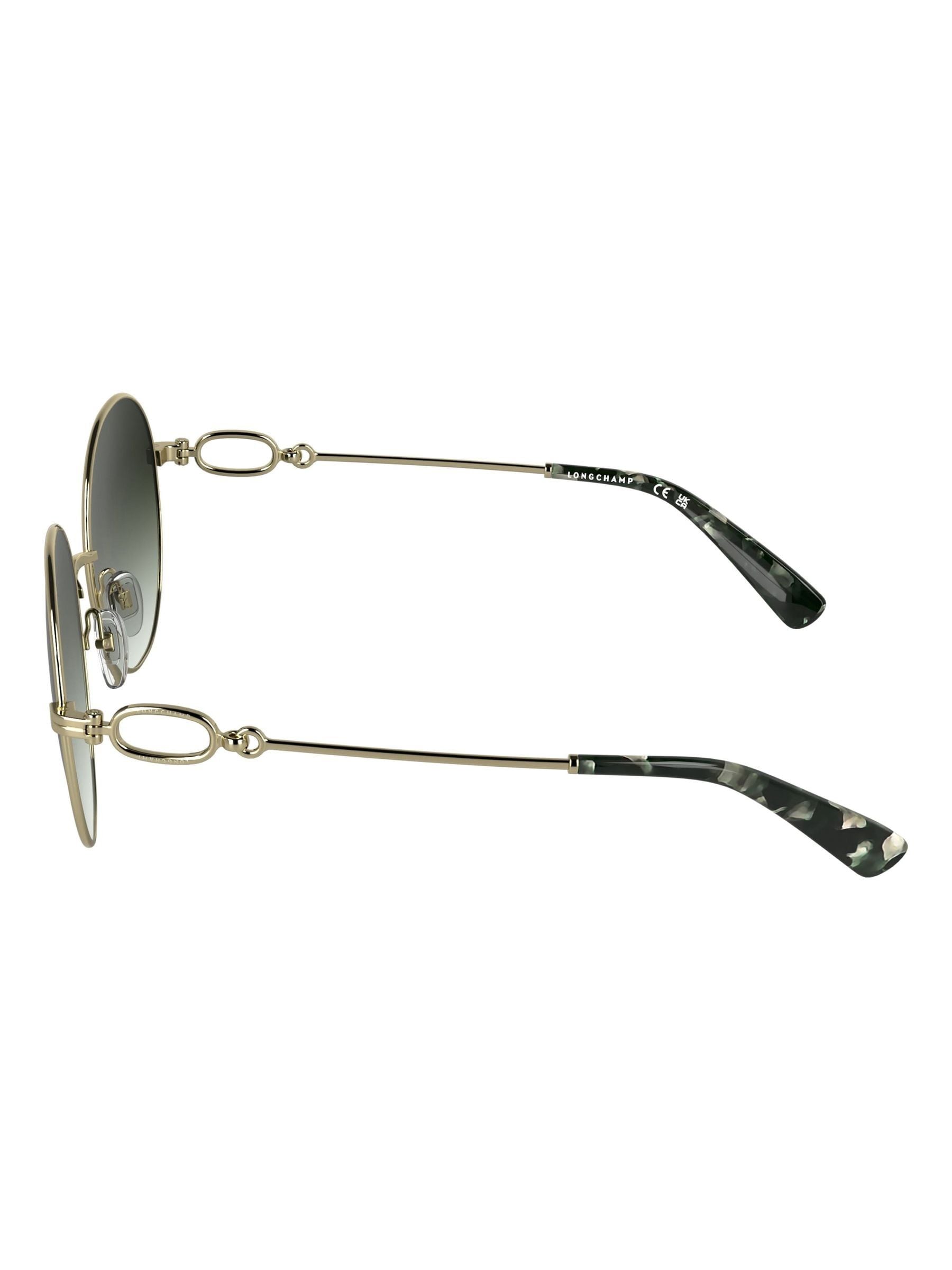 Longchamp Brown Lo188S metal sunglasses, imported from the UK