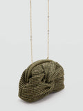 Mango khaki green straw clutch, UK version