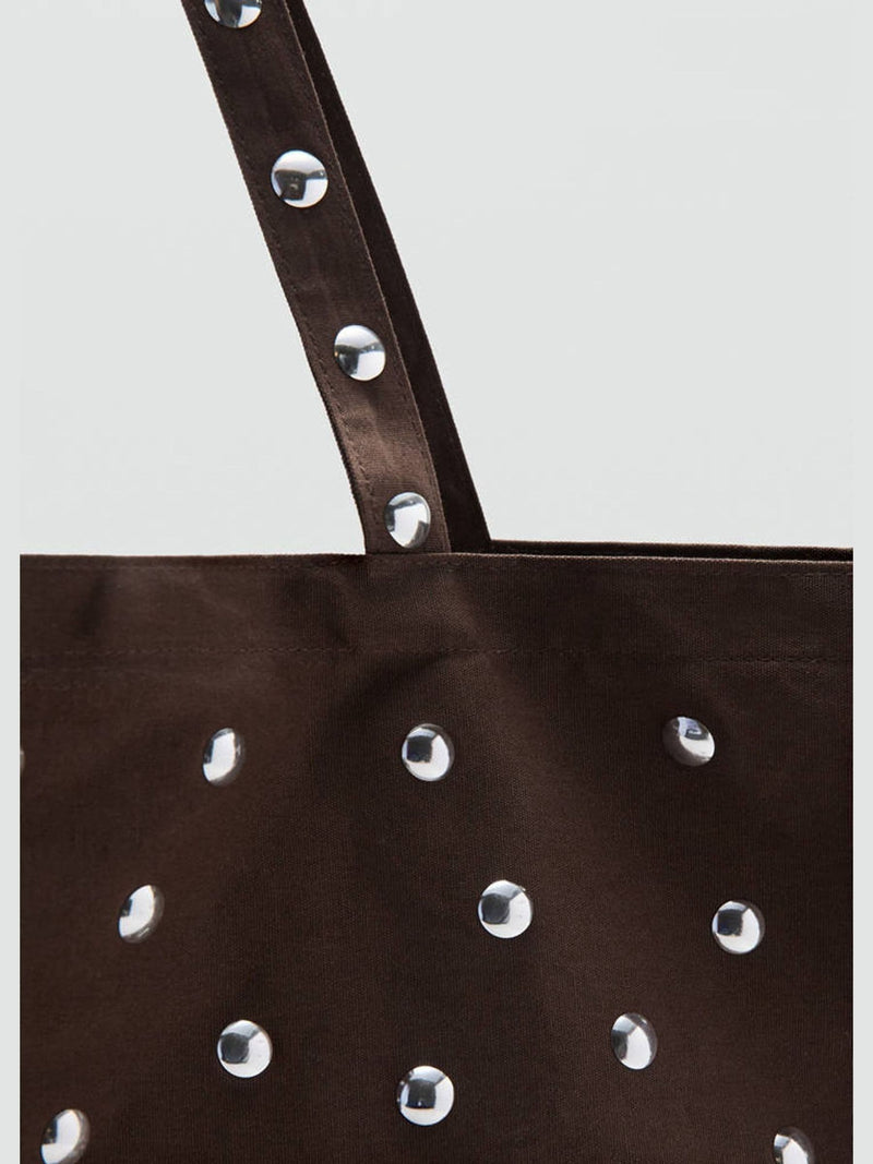 Mango brown studded large tote, imported from the UK