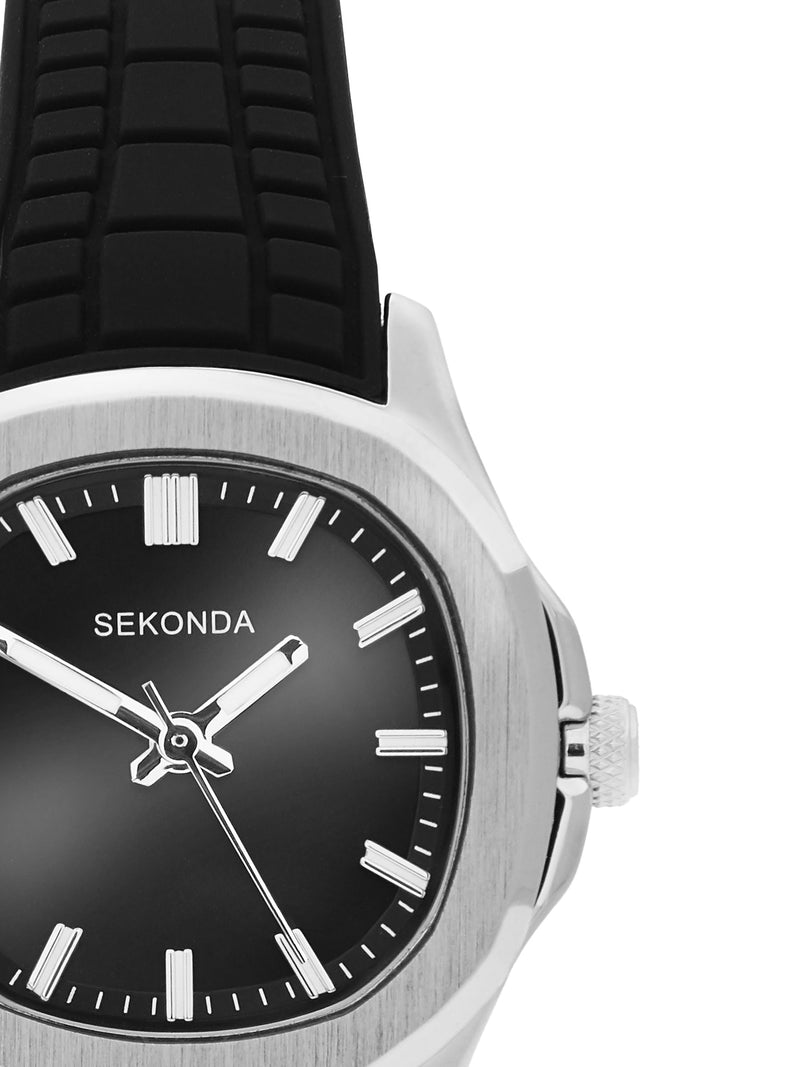 Sekonda black Octaire 30mm analogue watch - British product
