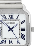 Sekonda Rene 40mm square analogue watch with silver bracelet (British brand)