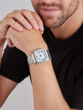 Sekonda Rene 40mm square analogue watch with silver bracelet (British brand)