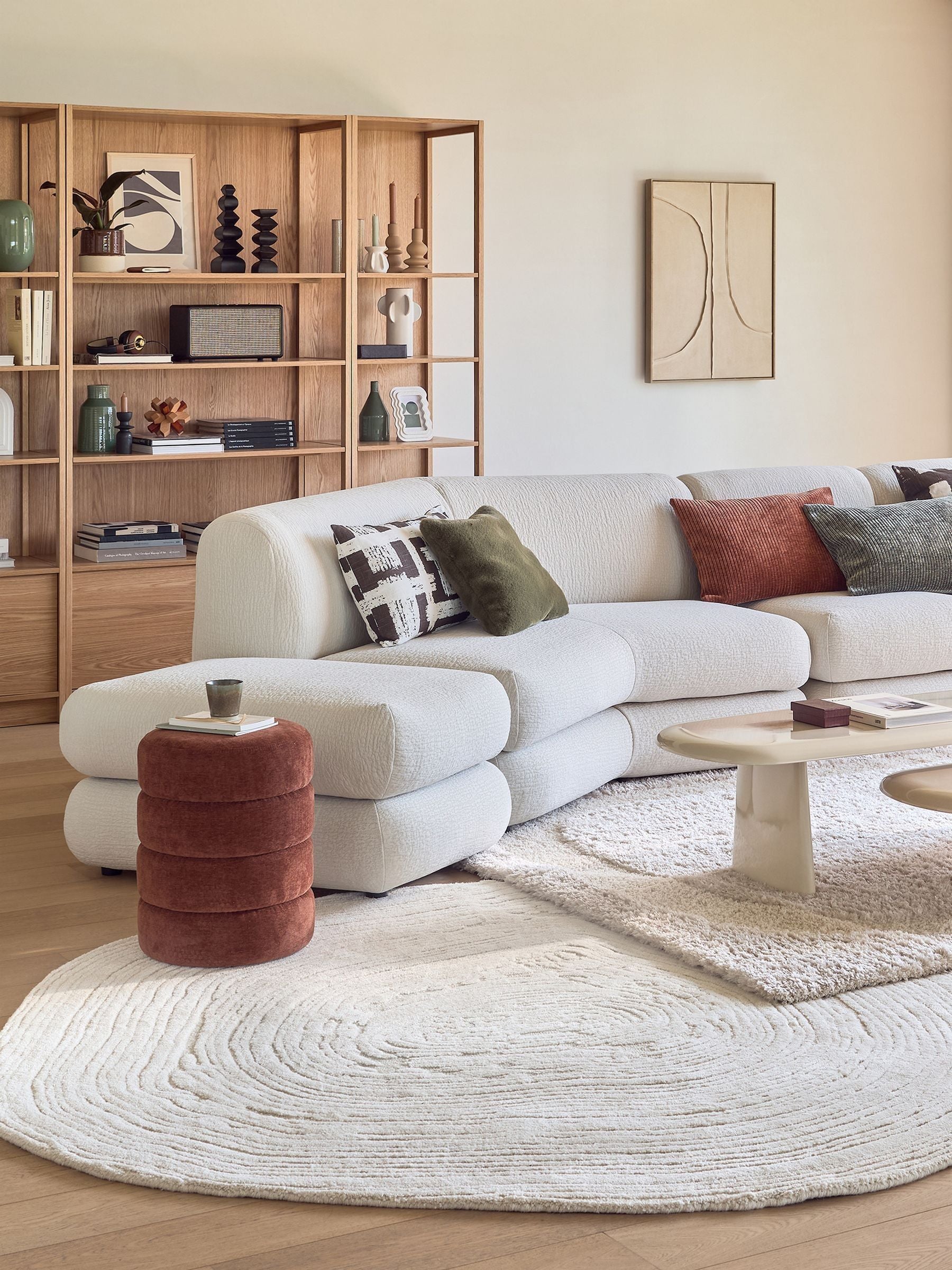 La Redoute Intérieurs Ostia pebble-shaped wool rug 200x200cm (British brand)