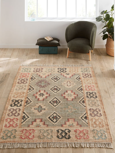 Next La Redoute Intérieurs Kaliny Multicolour Jute Distressed Kilim Rug 200cm x 290cm- Buy online at McGrocer