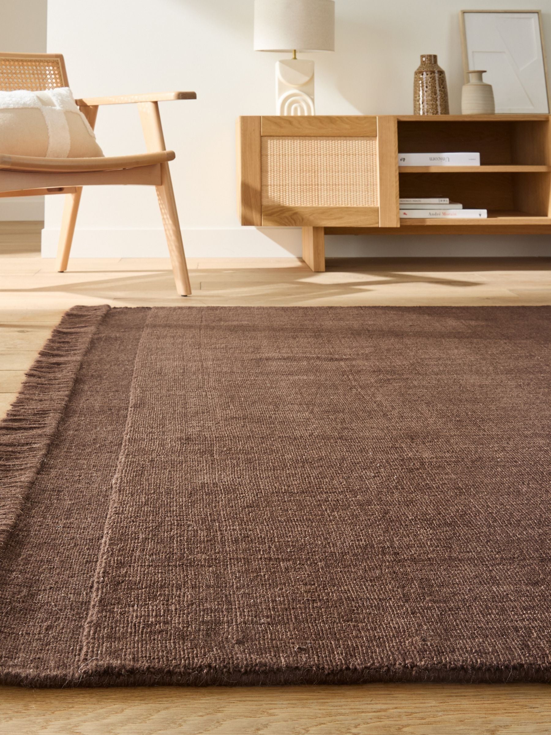 La Redoute Intérieurs Brown Osni Rug in Wool and Cotton