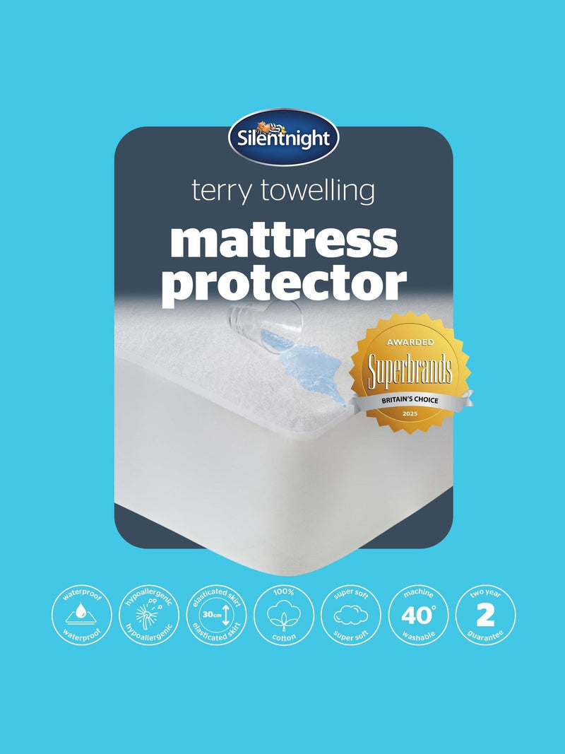 Silentnight terry towelling mattress protector, imported from the UK