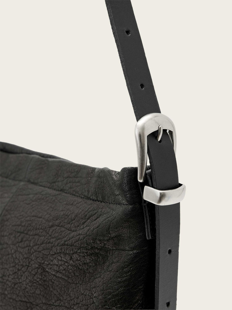 AllSaints Black Haven flat crossbody bag, imported from the UK