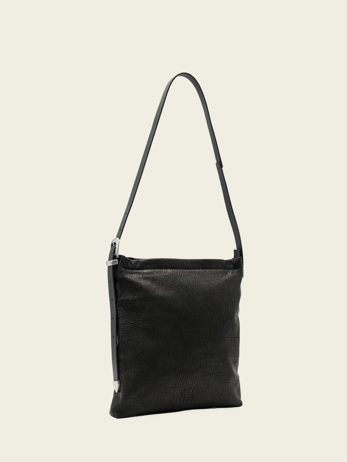 AllSaints Black Haven flat crossbody bag, imported from the UK