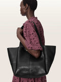 AllSaints Black Rosalie Tote leather handbag, imported from the UK